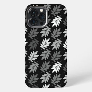 Elder Leaf Pattern Black White Grey iPhone 13 Pro Max Case