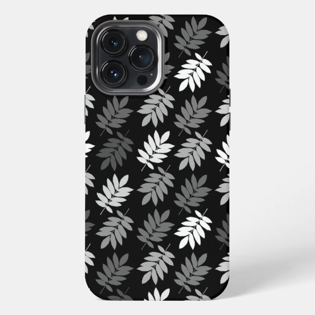 Elder Leaf Pattern Black White Grey iPhone Case (Back)
