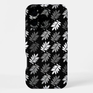 Elder Leaf Pattern Black White Grey iPhone 16 Pro Max Case