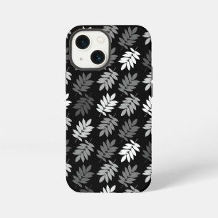 Elder Leaf Pattern Black White Grey iPhone 13 Mini Case