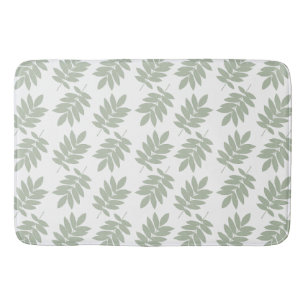Elder Leaf Pattern Green+White Bath Mat