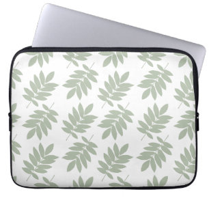 Elder Leaf Pattern Green+White Laptop Sleeve