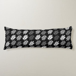 Elder Leaf Rpt Pattern Black White Grey Body Cushion