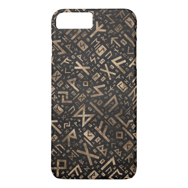 Elder Runes - Futhark Pattern Gold on Black Wood 2 Case-Mate iPhone Case (Back)