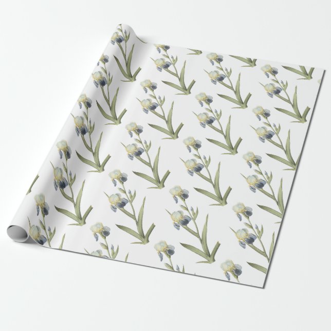 Elder-scented iris Flower Pattern Wrapping Paper (Unrolled)
