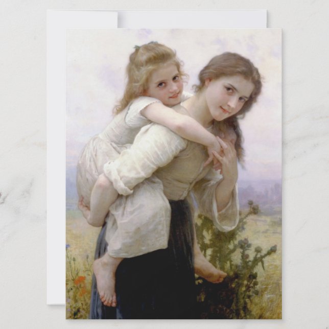 Elder Sister Giving Younger Sister Piggyback Ride Card (Front)