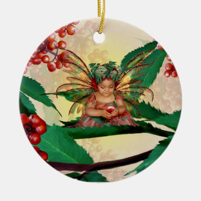 Elderberry Fairy Ceramic Tree Decoration (Front)