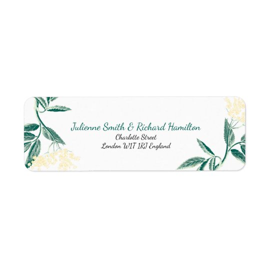 Elderberry flowers | Rustic Wedding Return Address Label