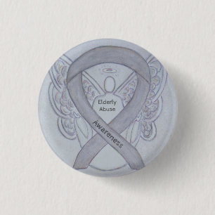Elderly Abuse Awareness Silver Angel Ribbon Pin