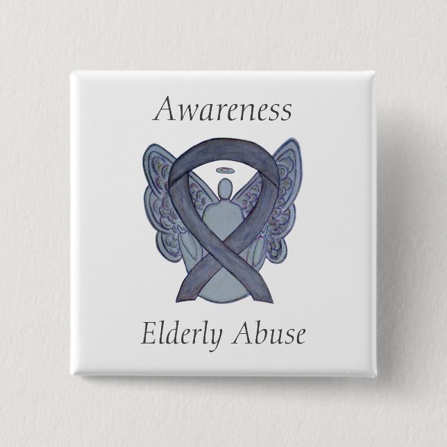 Elderly Abuse Awareness Silver Angel Ribbon Pin (Front)