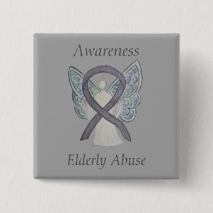 Elderly Abuse Awareness Silver Angel Ribbon Pin