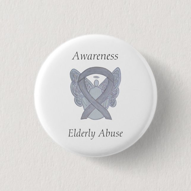 Elderly Abuse Awareness Silver Angel Ribbon Pin (Front)