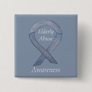 Elderly Abuse Awareness Silver Ribbon Custom Pin
