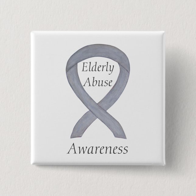 Elderly Abuse Awareness Silver Ribbon Custom Pin (Front)