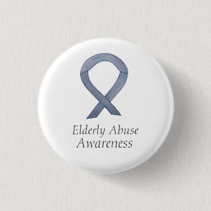Elderly Abuse Awareness Silver Ribbon Custom Pin