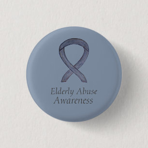 Elderly Abuse Awareness Silver Ribbon Custom Pin
