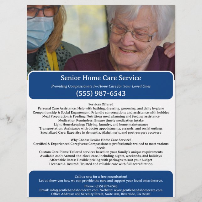 Elderly or Senior Care giver Flyer (Front)