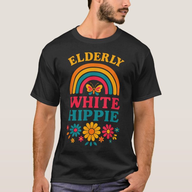 Elderly White Hippie Hippy Weird Old T-Shirt (Front)