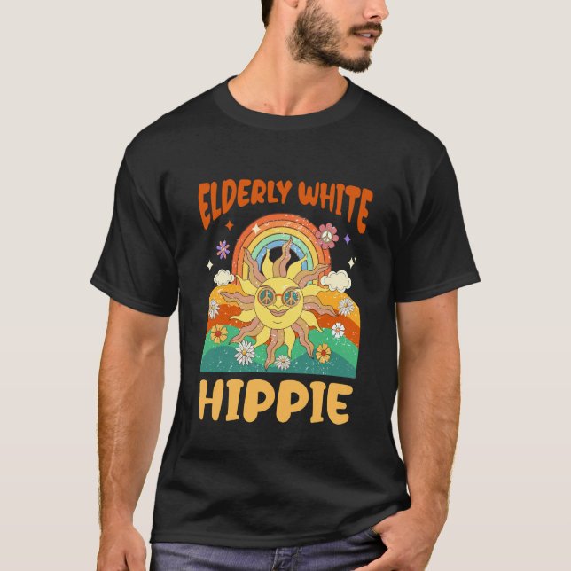 Elderly White Hippie T-Shirt (Front)