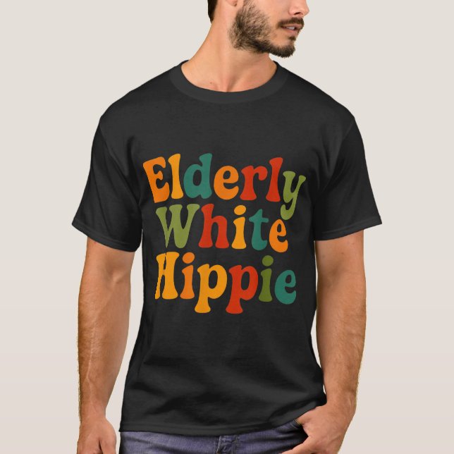 Elderly White Hippie Trending T-Shirt (Front)