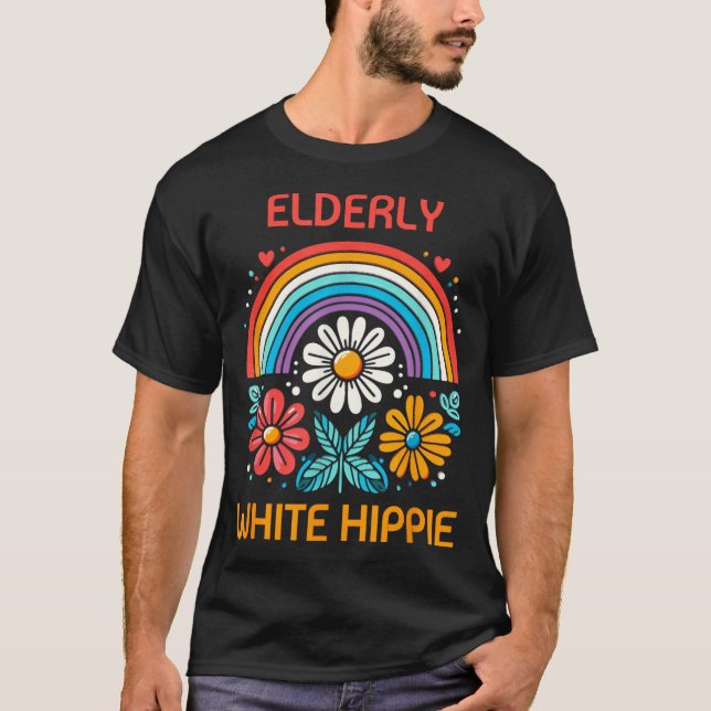 Elderly White Hippie Trending T-Shirt (Front)