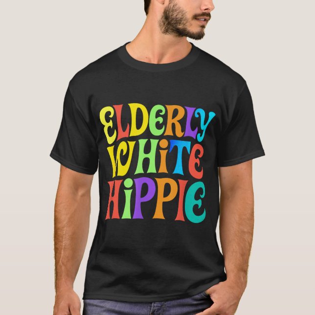 Elderly White Hippie Trending T-Shirt (Front)