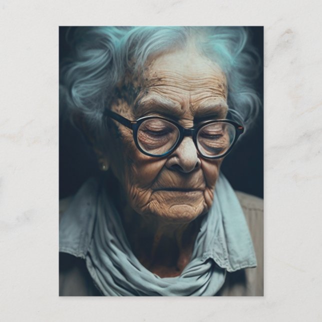 Elderly Woman Postcard (Front)