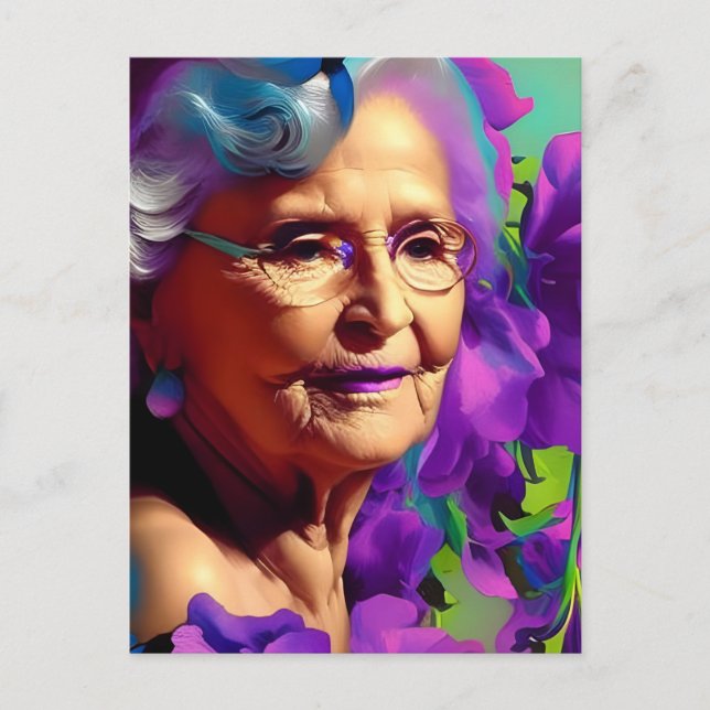 Elderly Woman Postcard (Front)