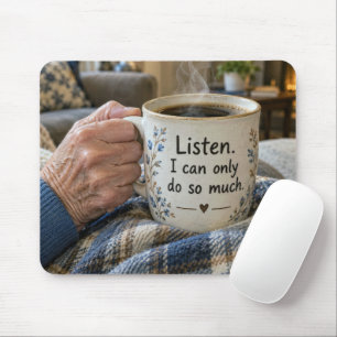 Elderly Woman's Hand Holding a Coffee Mug Mouse Mat