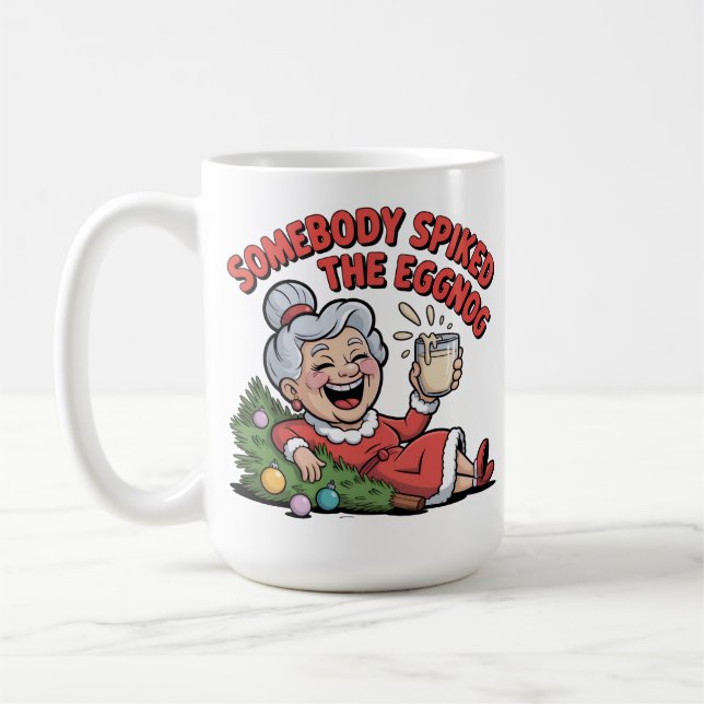 ELDERY LADY FALLS OVER CHRISTMAS  COFFEE MUG (Left)