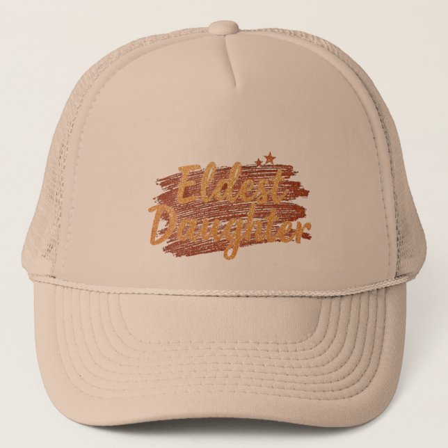 Eldest Daughter Yellow Hat, Gift for Swiftie Trucker Hat (Front)