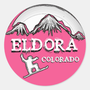 Eldora Colorado pink theme snowboarder stickers