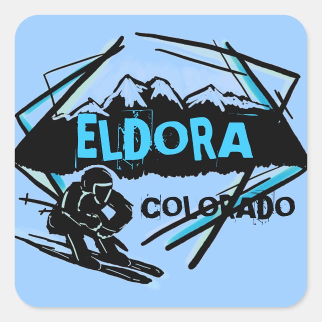 Eldora Colorado ski mountain blue stickers (Front)