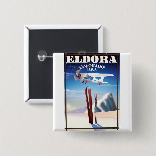 Eldora Colorado travel poster. 15 Cm Square Badge