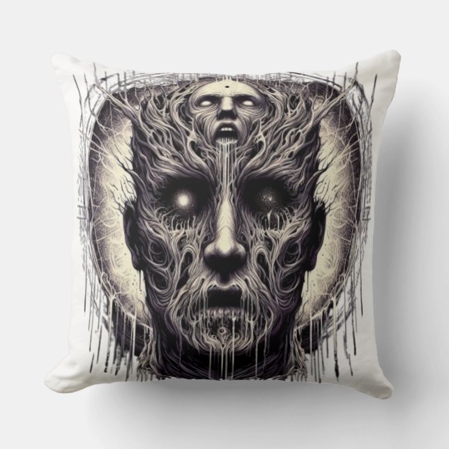 Eldritch Horror: Psychedelic Skull & Roots Art Cushion (Front)