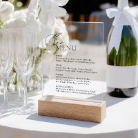 Eleagnt Modern Bar Menu Wedding Acrylic Sign