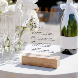 Eleagnt Modern Bar Menu Wedding Acrylic Sign
