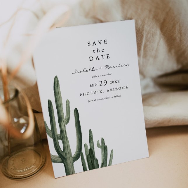 Eleanor - Minimal Saquaro Cactus Save the Date Invitation (Creator Uploaded)