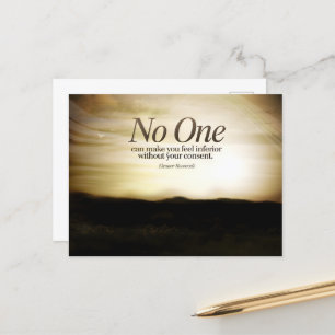 Eleanor Roosevelt Inspirational Quote "No one" Postcard