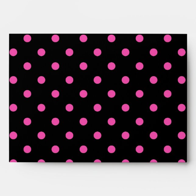 Eleant pink polka dots black envelops. envelopes (Front)
