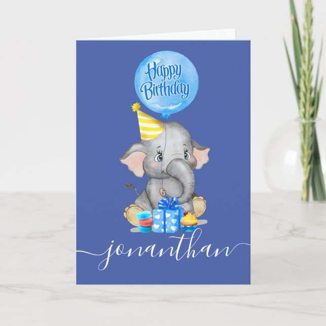 elebrating Our Little Elephant's 1st Birthday Card (Front)