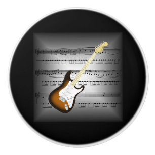 Elec Guitar ~3-D Sheet Music Pillow ~Grey/Black BG Ceramic Knob