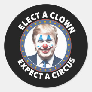 Elect A Clown Expect A Circus Funny Politics Classic Round Sticker