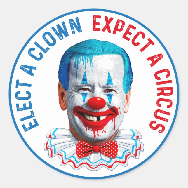 Elect a clown funny anti joe Biden clown face  Cla Classic Round Sticker (Front)