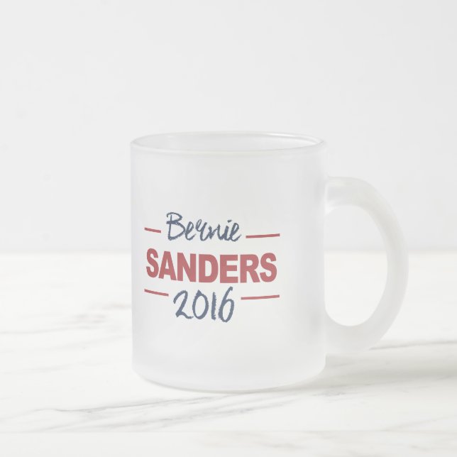 Elect Bernie Sanders 2016 Campaign Sign Cursive Frosted Glass Coffee Mug (Right)