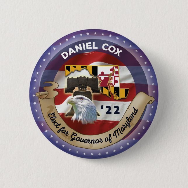 Elect Daniel Cox for Governor of Maryland 6 Cm Round Badge (Front)