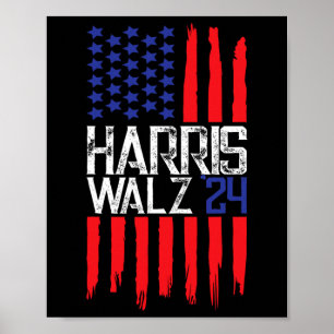 Elect Kamala Harris & Tim Walz 2024 American F Poster