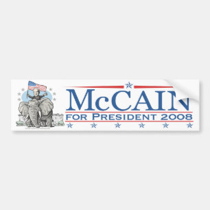 Elect McCain GOP Elephant 2008 Bumper Sticker
