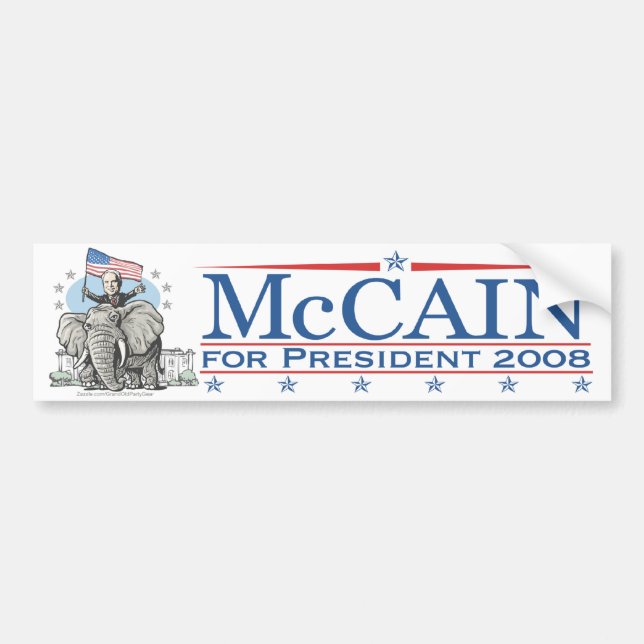 Elect McCain GOP Elephant 2008 Bumper Sticker (Front)