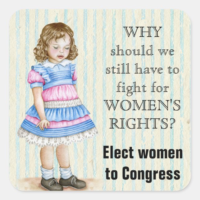 Elect Women to Congress Vintage Girl Square Sticker (Front)